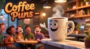 Coffee Puns: Funny, Cute & Clever Jokes for Mornings, Work & Friends
