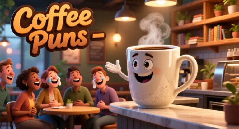 Coffee Puns: Funny, Cute & Clever Jokes for Mornings, Work & Friends